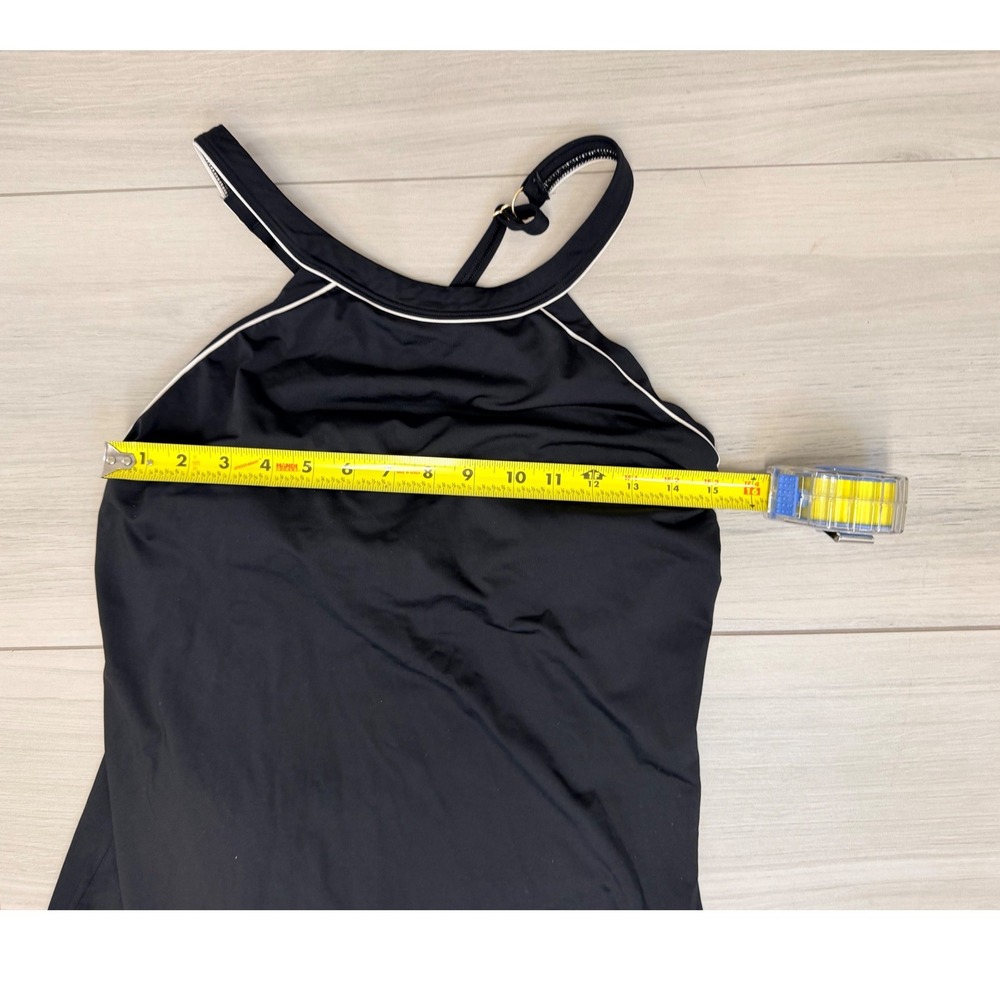 Lands' End Swim Dress High Neck Black White Sz 10 Modest Beach Swimwear Athletic - Picture 5 of 8